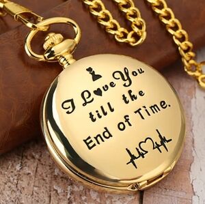 New Battery Included I love you till the end of Time pocket watch